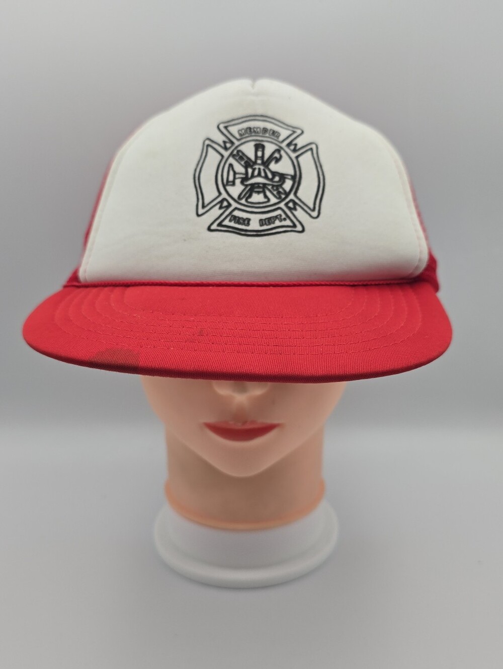 Vintage Unbranded Fire Department Member Trucker Adjustable Snapback Hat
